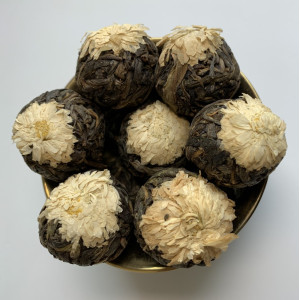 Шен пуэр связанный с хризантемой жемчужина дракона 100 г. Photo 2